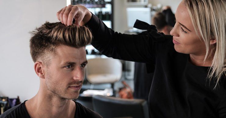 Stylist arranging a raised, textured front